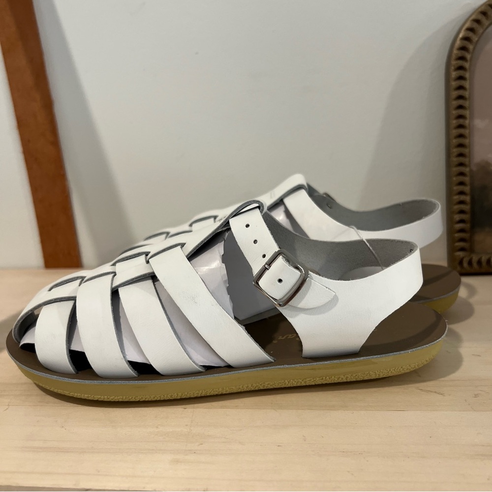 Saltwater NEW White Leather Sailor Sandals Bigger kids size 3